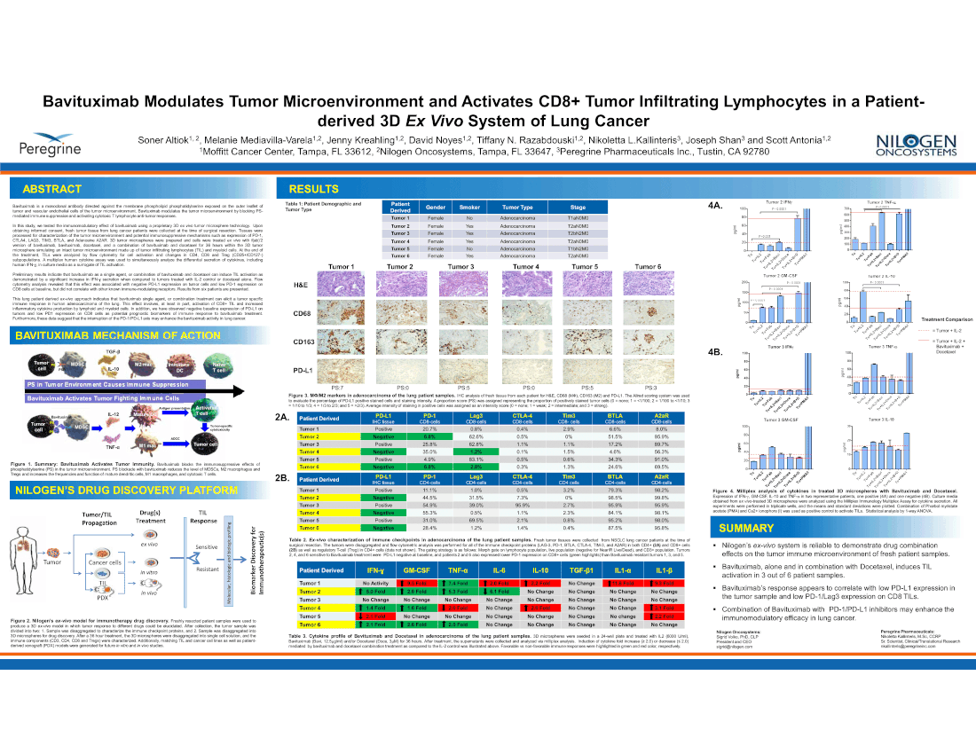 Bavituximab Modulates Tumor Microenvironment and Activates CD8+ Tumor Infiltrating Lymphocytes in a Patient-derived 3D Ex Vivo System of Lung Cancer bavituximab modulates tumor microenvironment and activates CD8+ tumor infiltrating lymphocytes in a patient derived 3D Ex Vivo system of lung cancer